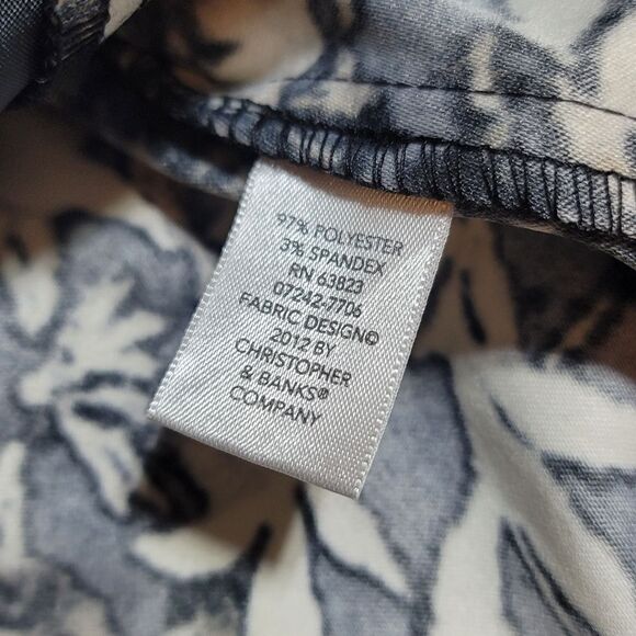 CJ Banks NWT Floral Black & Tan Long Sleeve Button-Up Blouse - Picture 7 of 7